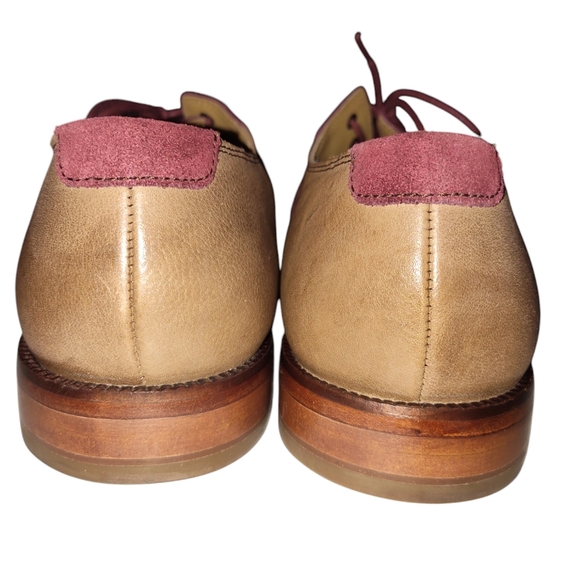 Cole Haan Taupe Leather Oxblood Suede Oxford Shoes Men\'s size 10
